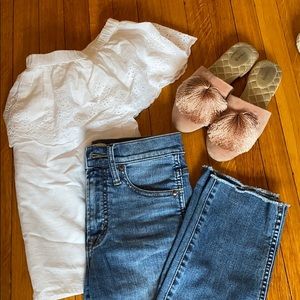 Off the shoulder eyelet top